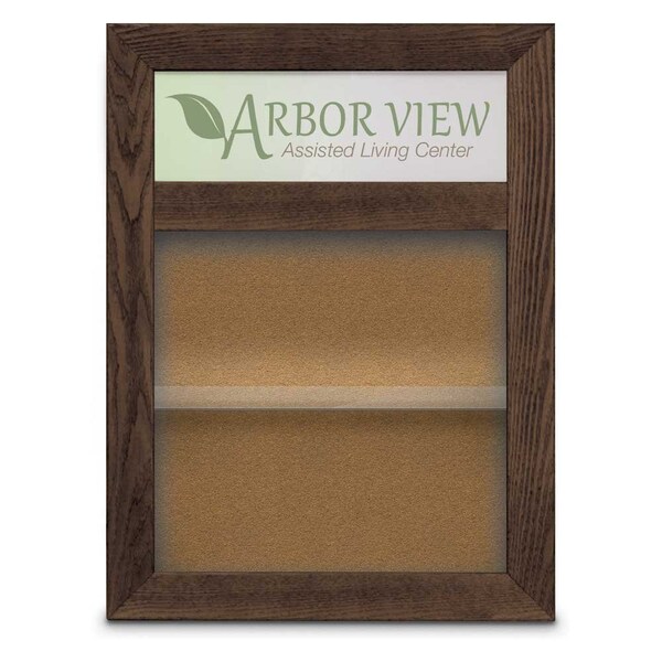 United Visual Products Outdoor Enclosed Combo Board, 48"x36", Bronze Frame/Grey & Black UVCB4836ODBZ-GREY-BLACK - main